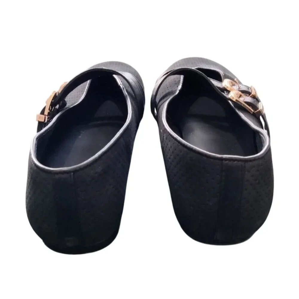 Goupsky Size 10 Ballet Flats Womens Black Suede Mesh Buckle Soft Adjustable - Picture 8 of 11